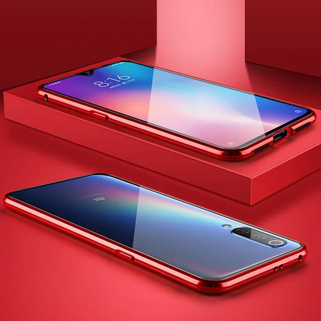 Красный Защитный металлический магнитный чехол для Huawei Honor 9X20 Pro P30 pro с двойной стороной из закаленного стекла Nova 4 5 5i 5Pro - Цвет: Красный