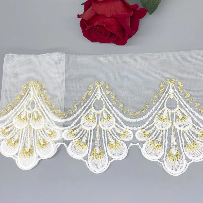 1 ярд вышивка Золотая кружевная ткань ширина 18 см гипюр сетка отделка ленты лента