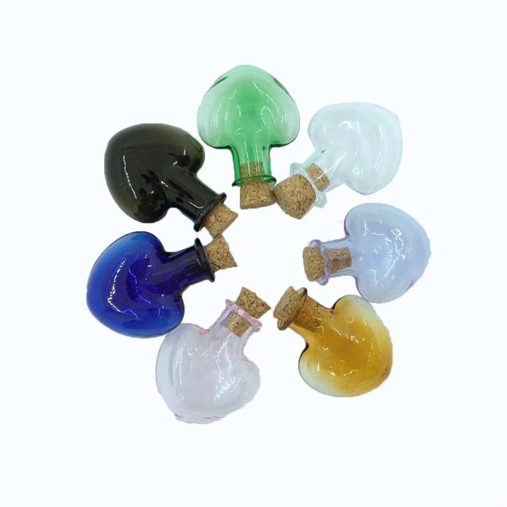 Смешанные 7 цветов в форме сердца маленькие духи кулоны баночки Мини стеклянные