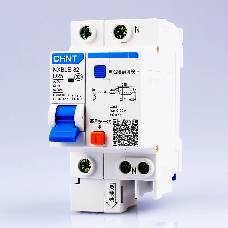 Устройство CHINT AC230/400V NXBLE 32 1P + N для устройства остаточного тока D 6 10 16 20 25 32A защита