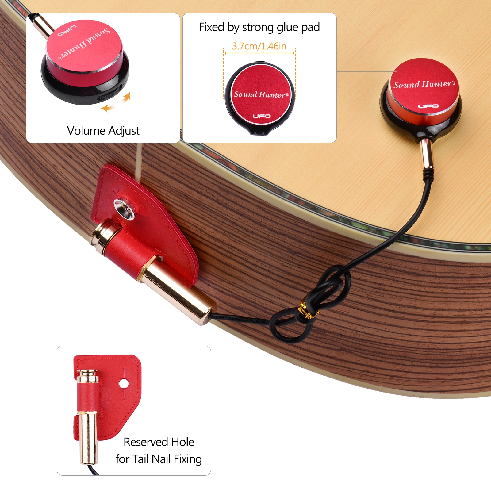 

Sound Hunter Guitar Transducer Pickup Piezo Pickup for Acoustic Guitar