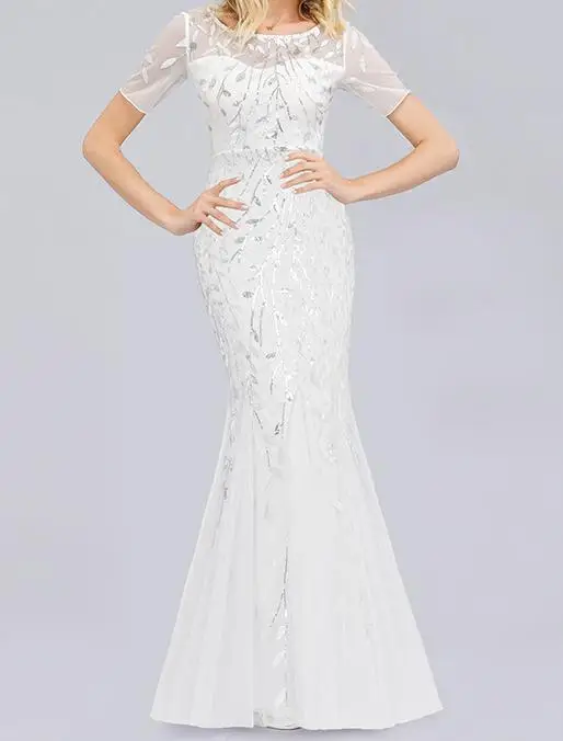 Платье из сетчатой ткани, распродажа, полиэстер, Украина, Вадим vestidos mujer, евро-американское платье с бусинами, марля, рыбий хвост - Цвет: white