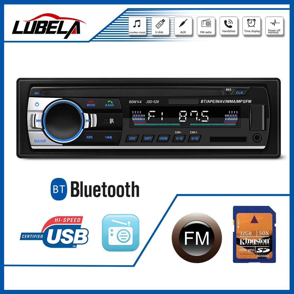 Автомагнитола Autoraido Bluetooth громкая связь сабвуфер автомобильная аудиосистема FM MP3