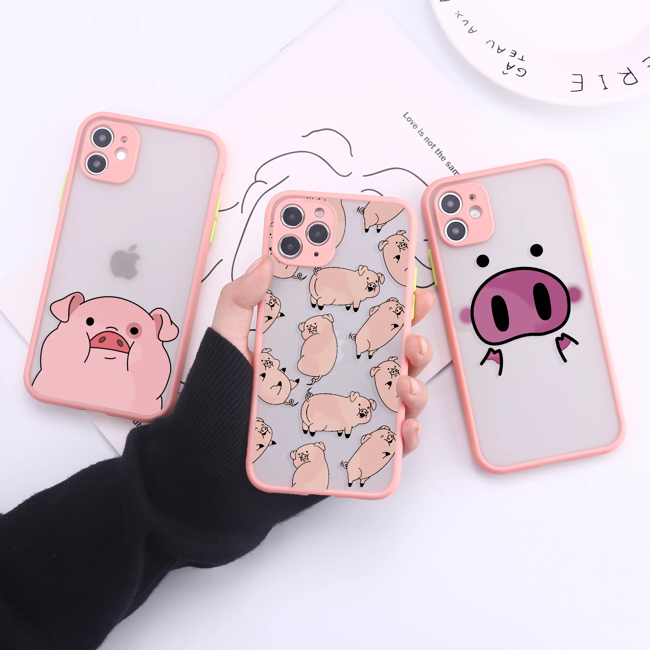 

Cartoon Funny Pig Camera Protection Bumper Phone Cases For iPhone 11 Pro Max XR XS Max X 8 7 6S Plus Matte Shockproof Back Cover