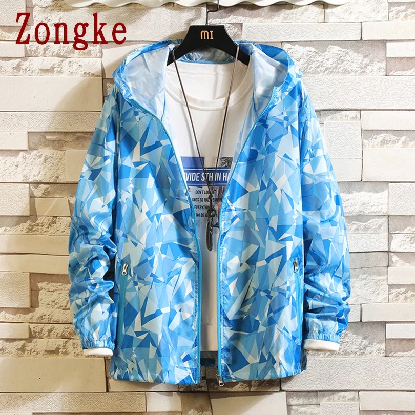 

Zongke 2021 новая весенняя Повседневная тонкая куртка с капюшоном для мужчин пальто брендовая обтягивающая куртка-бомбер для мужчин пальто ветр...