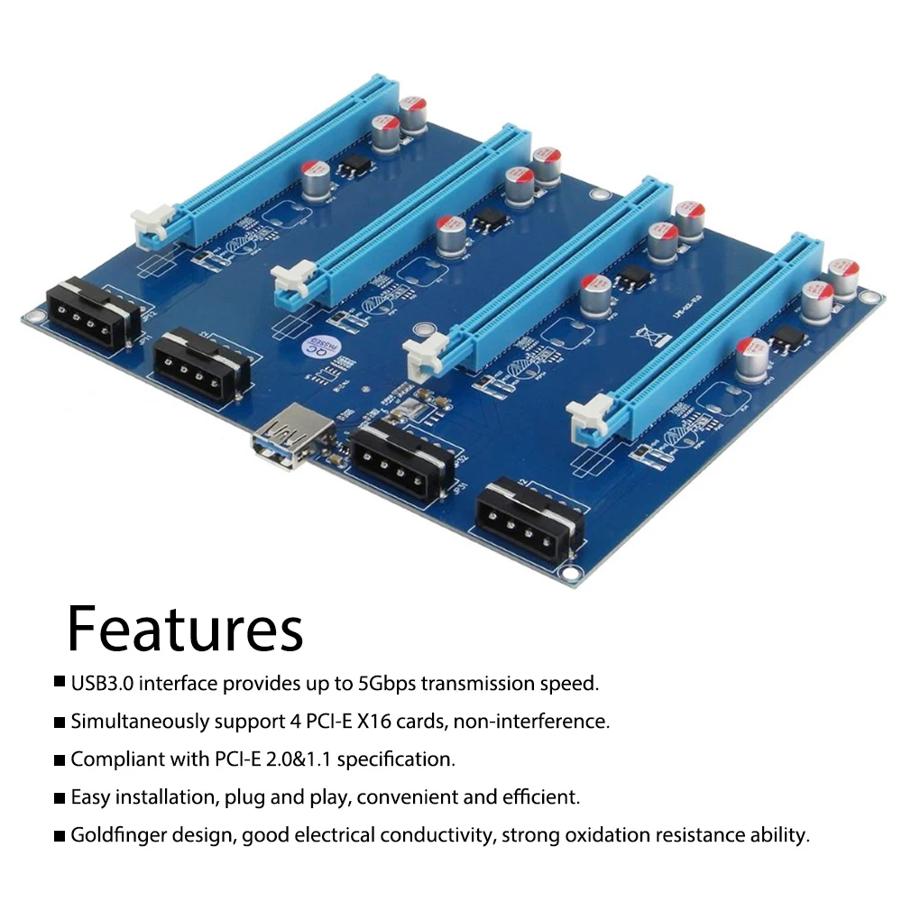 pci e adapter card pci e x1 to pci e x16 expansion card converter card with usb3 0 cable power cable for mining miner btc eth free global shipping