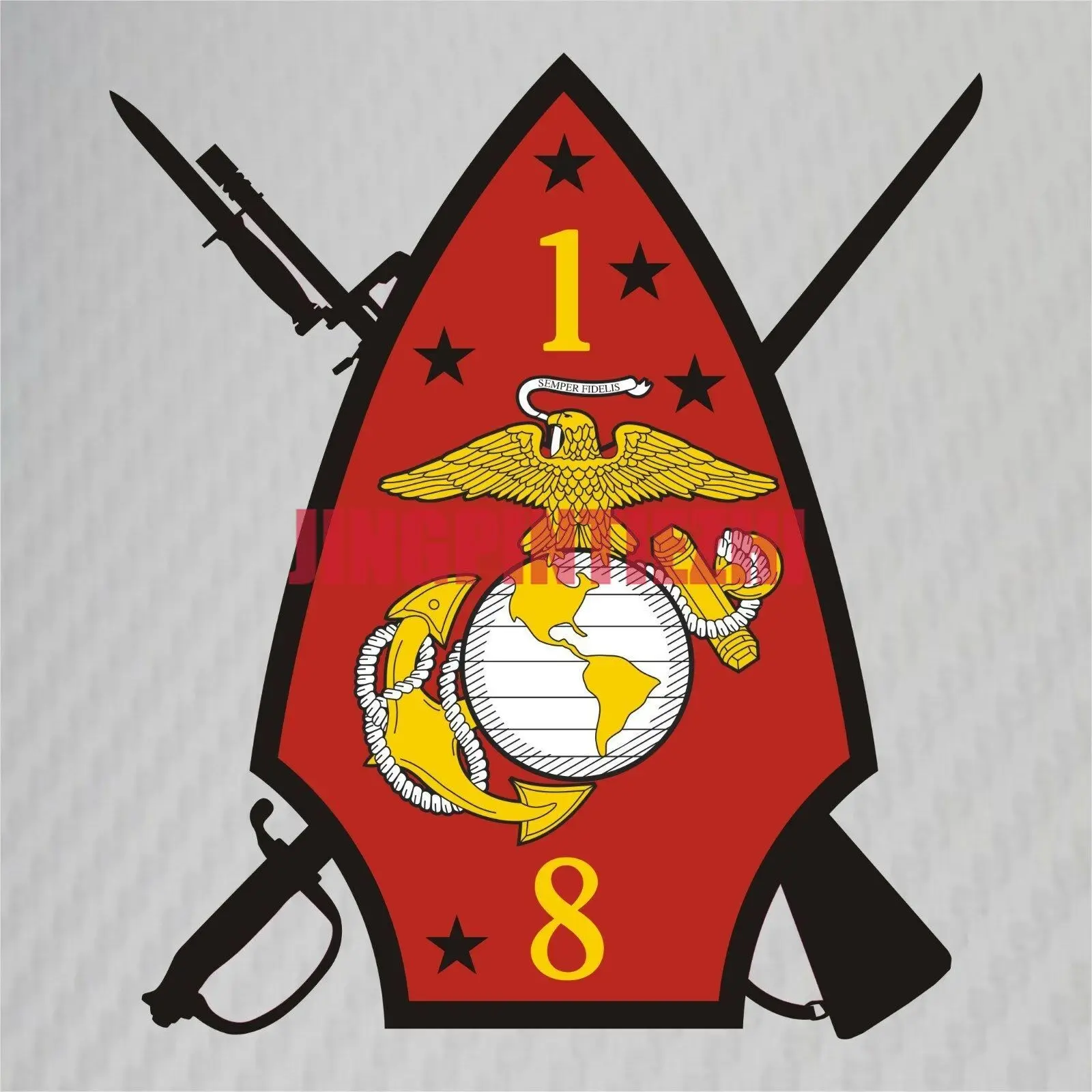 Наклейка на мотоцикл военный батальон морской пехоты США эмблема 8 го военного