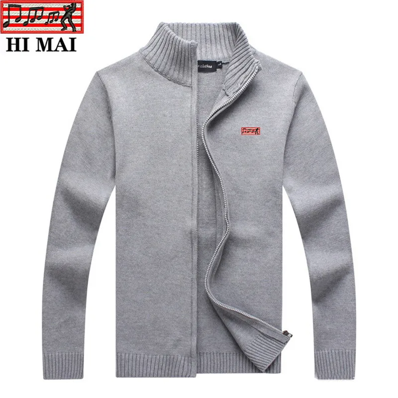 

Autumn Men's Long Sleeve Knitted Cardigan Full Zipper Sweater Coat New Brand Solid Quality Men's Clothing Winter Casual Outwear