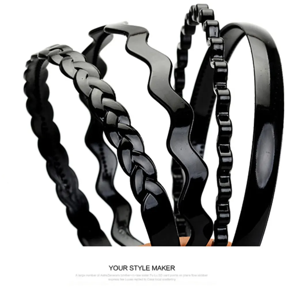 

8pcs Wash Face Headband Press Hair Hoop Teeth Headwear Non-slip Head Buckle for Daily Wear Black