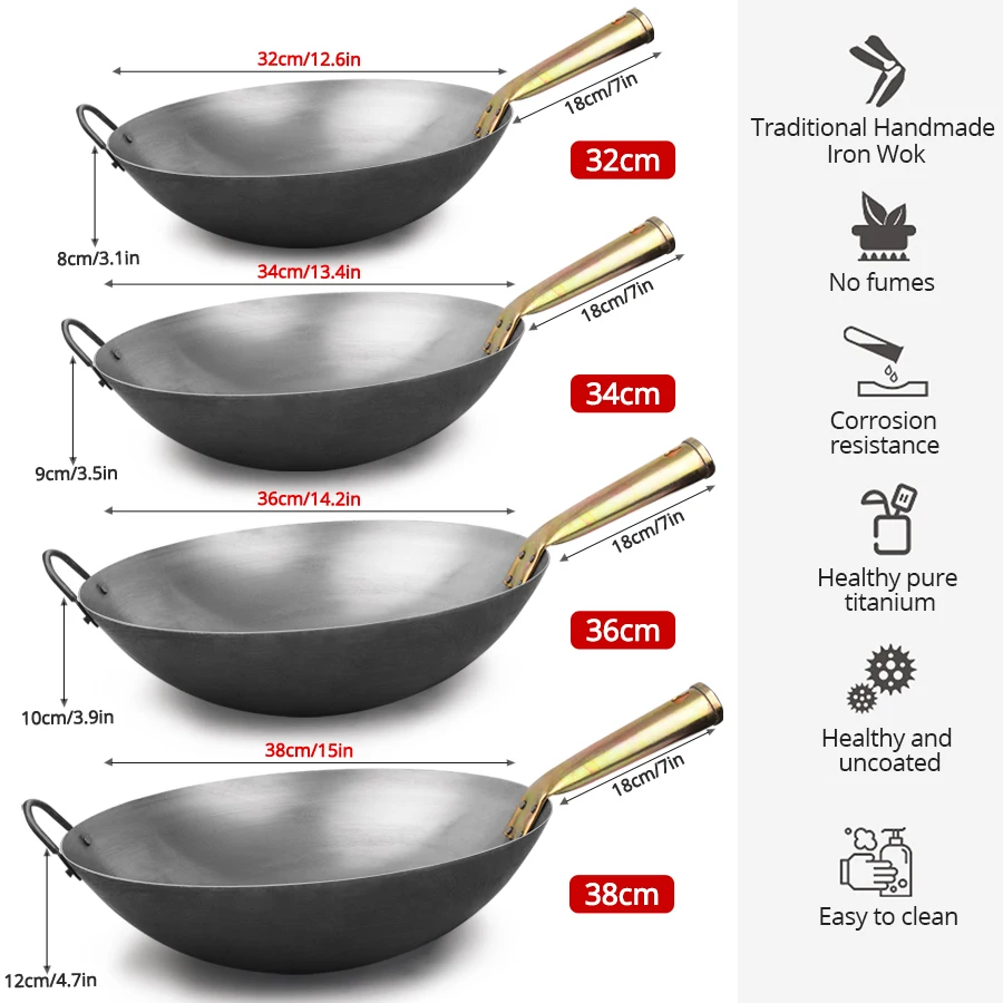 Высокое качество Woks китайский Железный ВОК традиционный ручной вок для газовой и