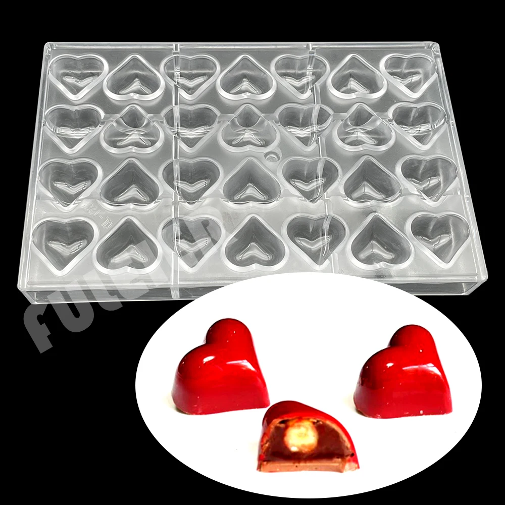 

28 полостей, форма для шоколада из поликарбоната в форме сердца, конфеты, кондитерские изделия, форма для выпечки, Кондитерские инструменты