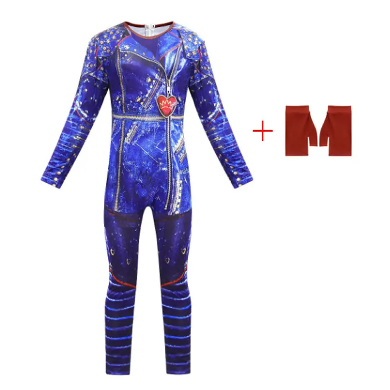 

2021 Children's Carnival Halloween Descendants 3 Cosplay Evey Costume Kids Performance Dress Up Uniform Jumpsuit Set