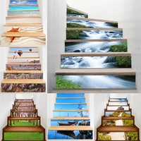3d scenery beach stair stickers decoration removable adhesive staircase escalera living room decor stairway decal 6pcs13pcs