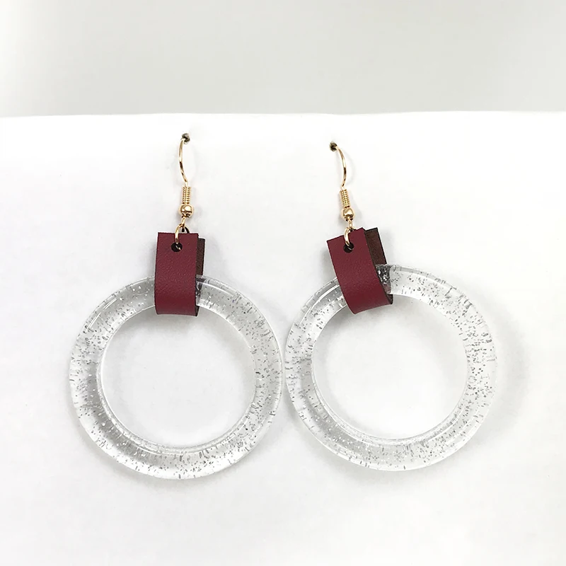 Женские акриловые серьги Cpop блестящие с кожаным ремешком|Серьги-подвески| |