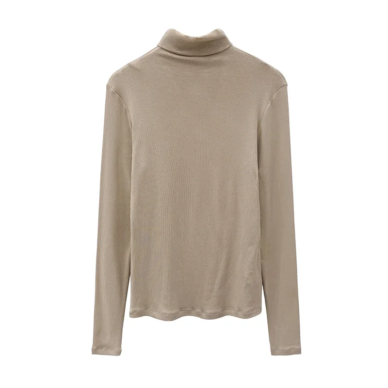 

2021 Autumn Women Pullover Tops Female Knitted Sweaters Solid Concise Turtleneck Elasticity Elegant Office Lady Casual All Match