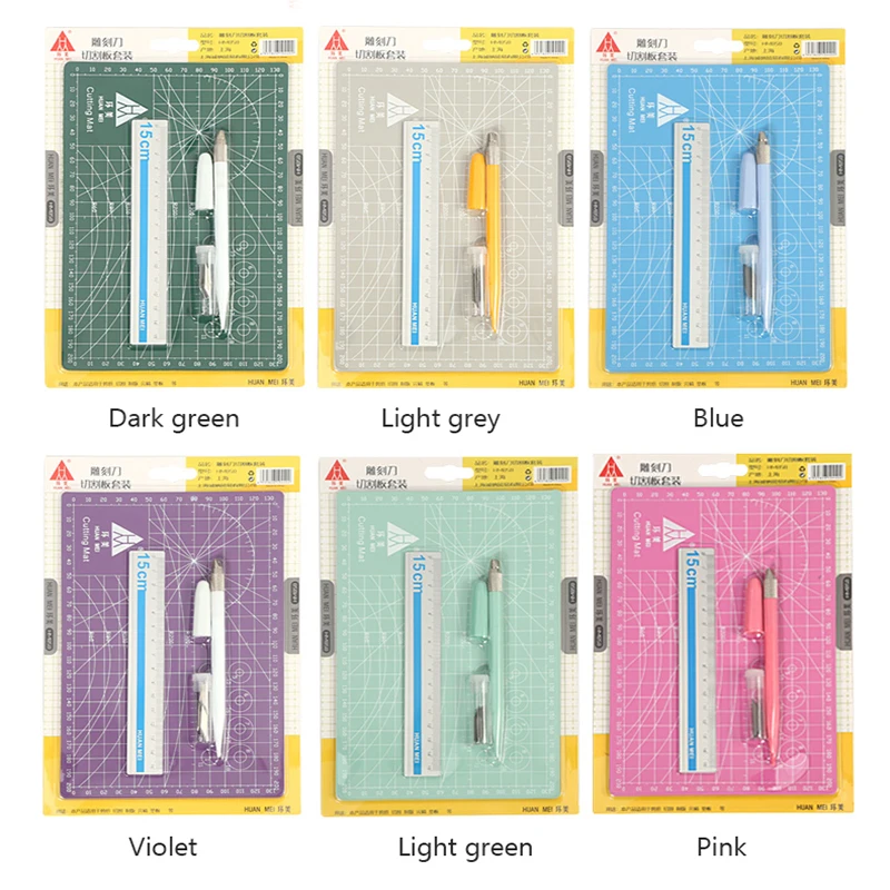 

A5 Cutting Table Manual Diy Desktop Art Paper Cutting Carving Knife Table Double-sided Scale Cutting Board Pvc Cutting Mat Set