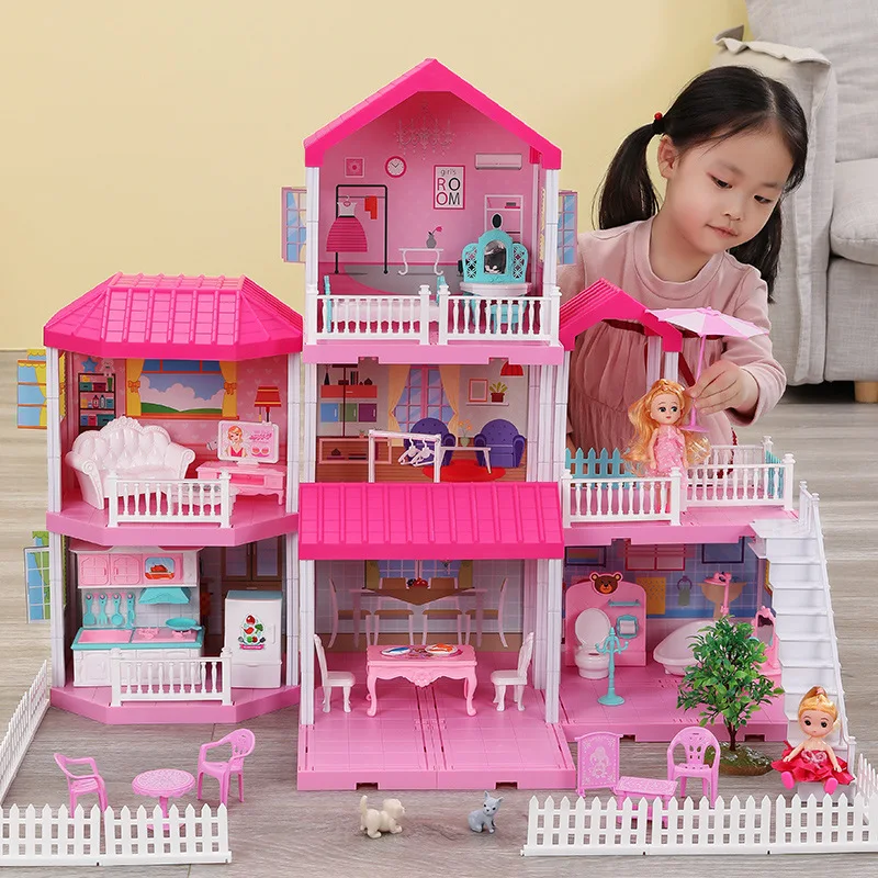 NEW Doll House Set With Miniature Furniture Kids Educational Toys for Girls DIY Pretend Play Birthday Gifts Handmade Villa | Игрушки и