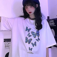 new summer butterfly cartoon print women punk loose top vintage short sleeve plus size ulzzang dropshipping wild clothes t shirt