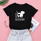 С надписью I Love таксы Забавный Графический футболки женские хлопковые шорты размера плюс футболка собака I Love Mama, одежда для домашних животных Lover Рубашки Модные дропшиппинг