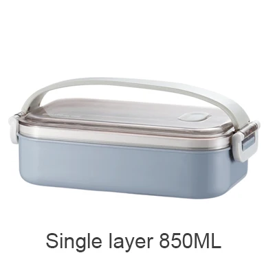 Single layer1 Ланч-бокс 304 из нержавеющей стали для взрослых и детей порционная коробка Bento для хранения еды Bento box BPA-Free пищевой контейнер для микроволновой печи - Цвет: Single layer1