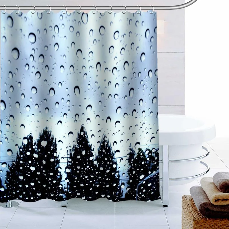 

Modern Raindrops Shower Curtain Decor Waterproof Polyester Fabric Bath Curtain 180X180cm Eco-friendly Bathroom Curtain