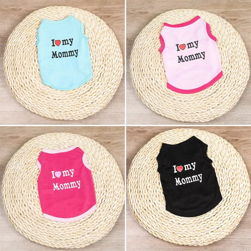 

Summer Cool Pet Cat Dog Spring And Summer Breathable Vest I Love My Mommy Soft Pets Clothes Pet Costume Outfit For Small Dogs