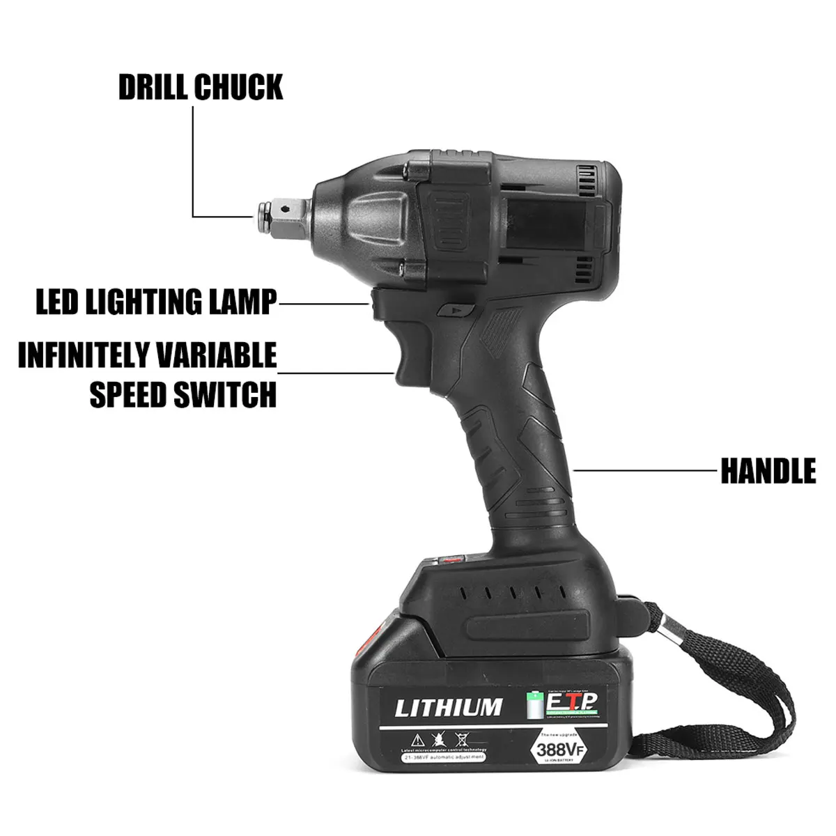 Электрический ударный гайковерт WOLIKE бесщеточный беспроводной Перезаряжаемый