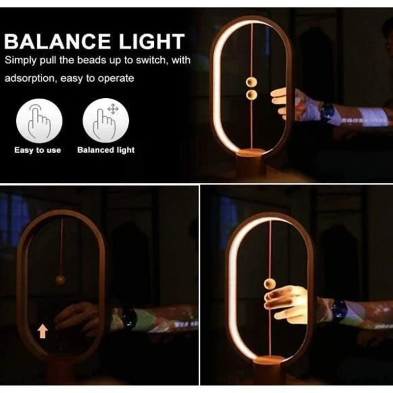 

48 LED Balance Light Creative Magnetic Levitation Balance Lamp Bedside Night Light Decorative Table Lamp For Bedroom Cafe
