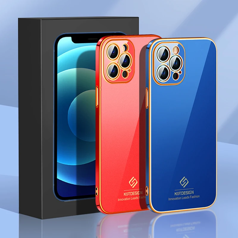 

Luxury Camera Lens Protection Shockproof Silicone Soft Gold Plating Phone Case For iPhone 12 11 Pro Max Mini Back Cover Fundas