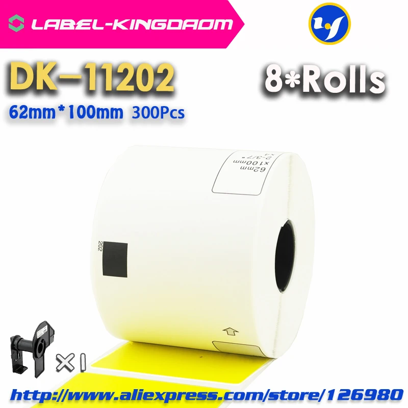 8 Rolls Yellow Color Compatible DK-11202 Label 62mm*100mm 300Pcs for Brother Label Printer QL-700/800 DK11202 DK-1202