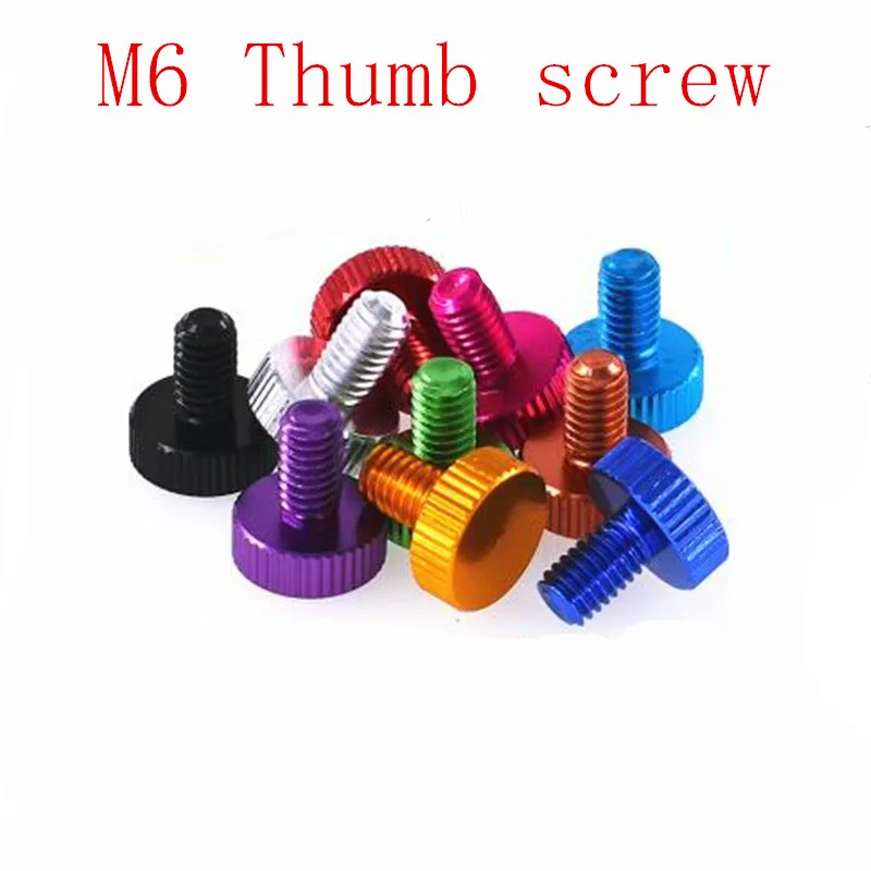 

2pcs/lot M6*8/10/12/15/20 aluminum colourful knurled hand tighten thumb screw