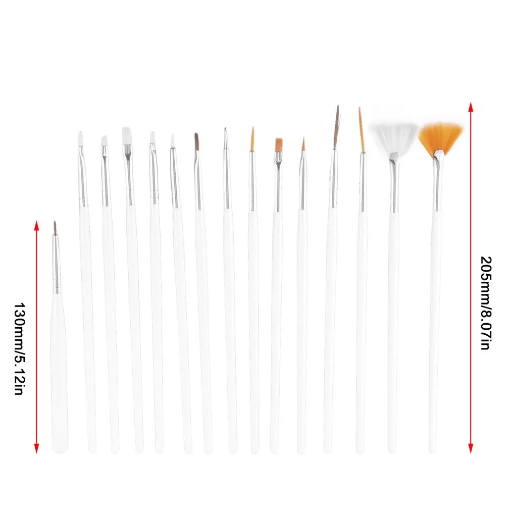 

15 Pcs Cosmetic Nail Art Polish Painting Draw Pen Brush Tips Tools Set UV Gel DIY Decoration Beauty Painting Equipment Tools