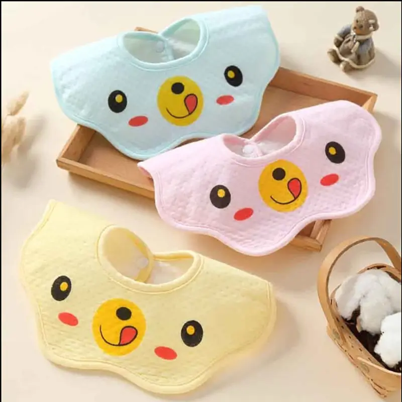 

1Pcs New Baby Bib Cotton Baby Saliva Towel Burp Cloths Round Petal Rice Feeding Pocket Fake Collar Bib Accessories