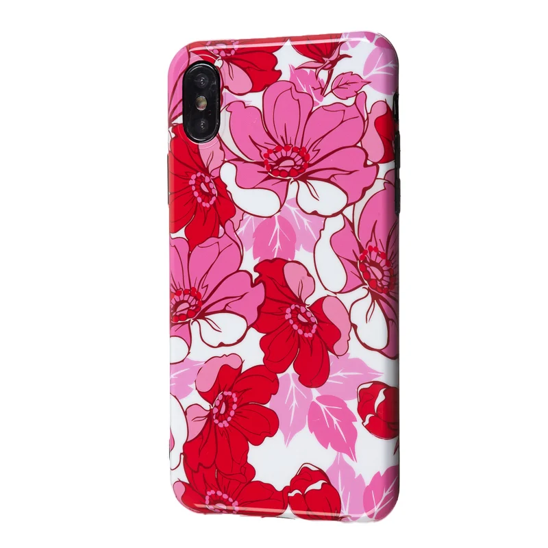 AZ011 Роскошный Блестящий Мягкий силикон imd чехол для iPhone 11 Pro X XR XS Max 7 8 Plus 6 6S красный цветочный чехол милый цветочный чехол для девочки - Цвет: AZ011