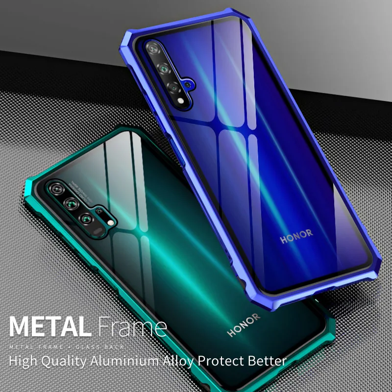 Luxury Metal Armor Bumper Case For Huawei Honor 20 Pro Nova 5T Transparent Clear Phone Back Cover Honor20 etui |