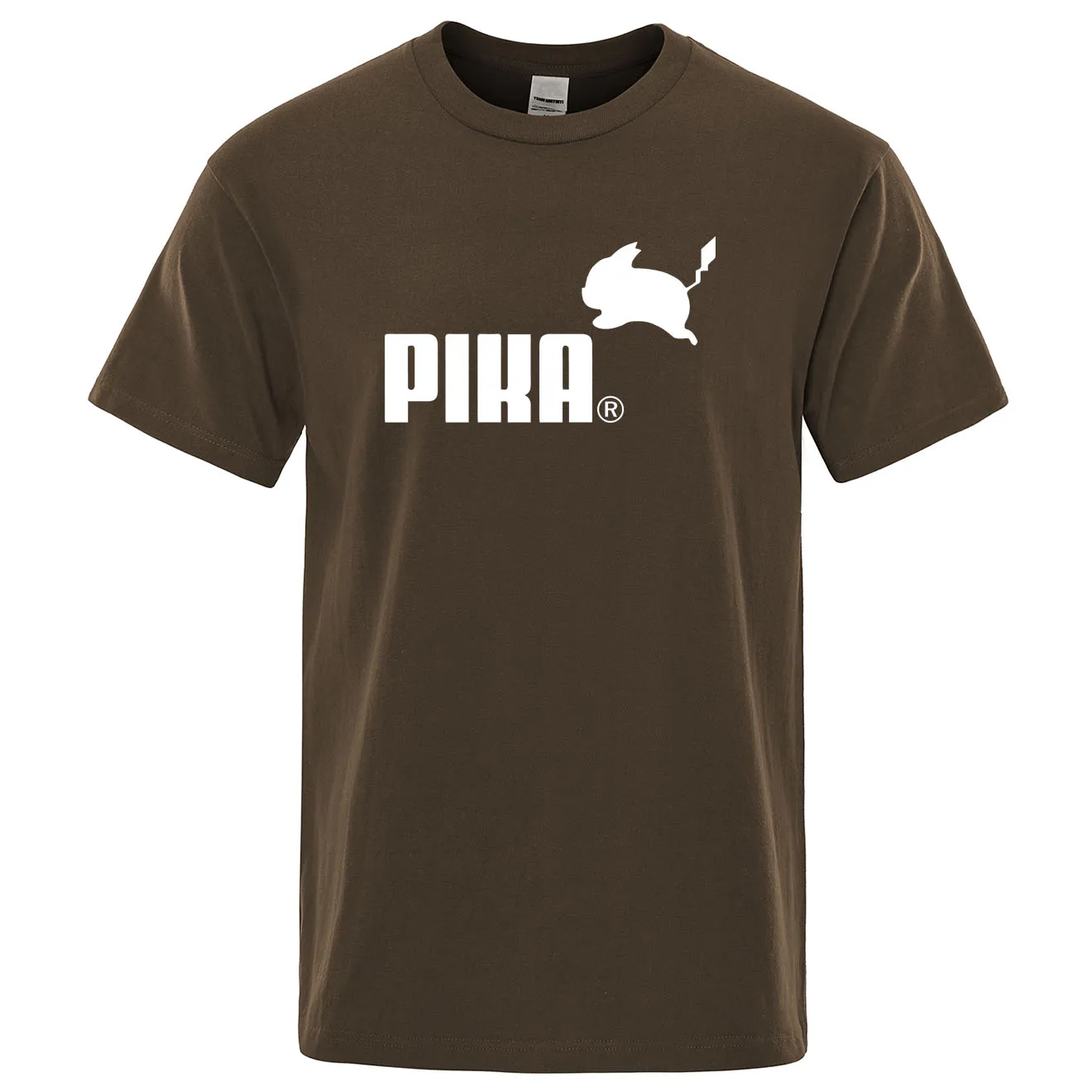 Летняя новая футболка Pika, мужские футболки с японским Аниме Покемон, футболки с Пикачу для мальчиков, хлопковая футболка с коротким рукавом, мужские повседневные футболки, топы - Цвет: brown 5