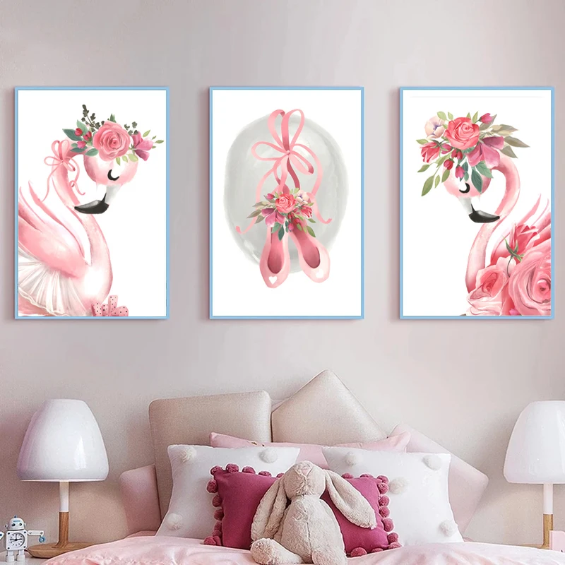 Постер в скандинавском стиле для балерины фламинго Королла палатка детской