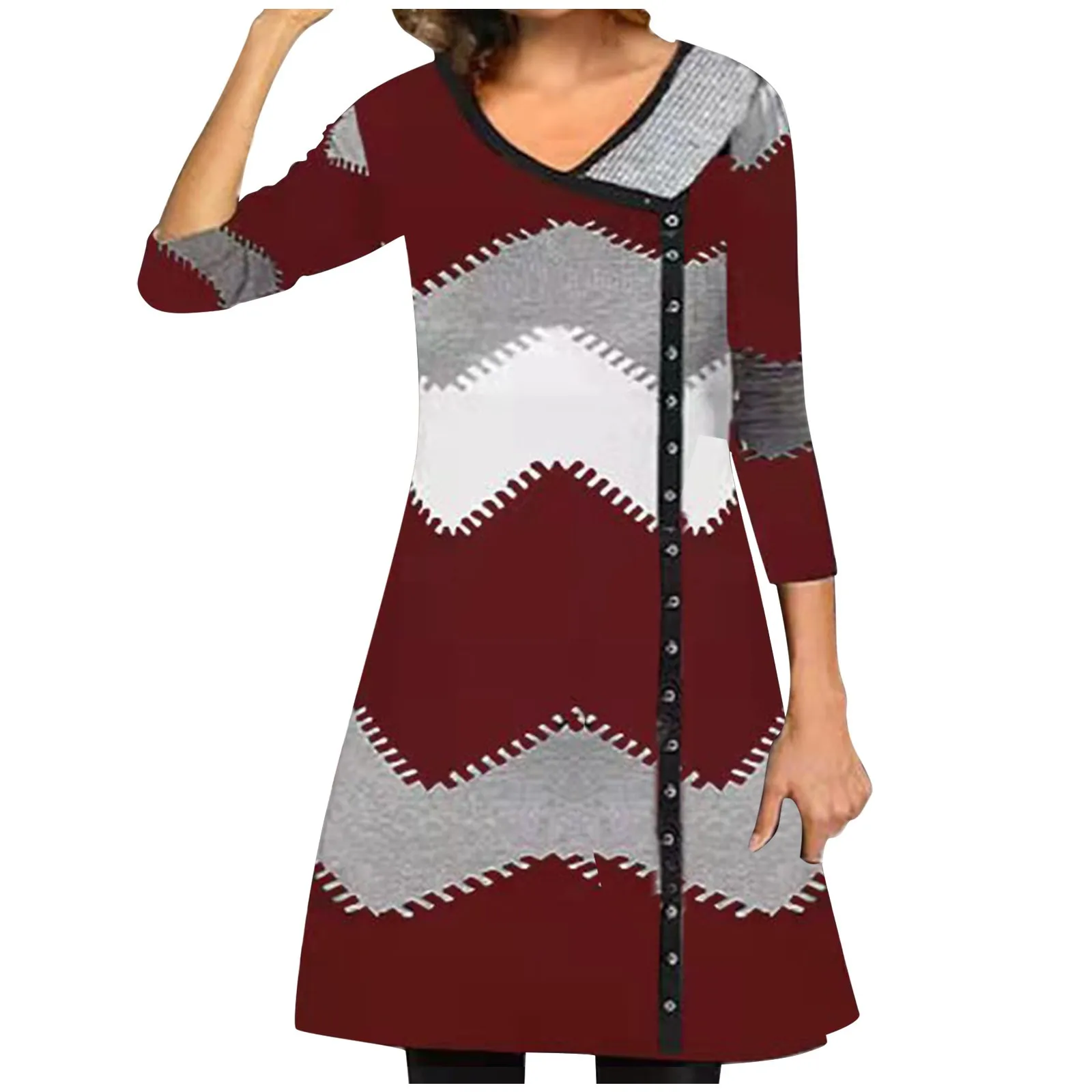 Платье женское зимнее Облегающее с V-образным вырезом и длинным рукавом |