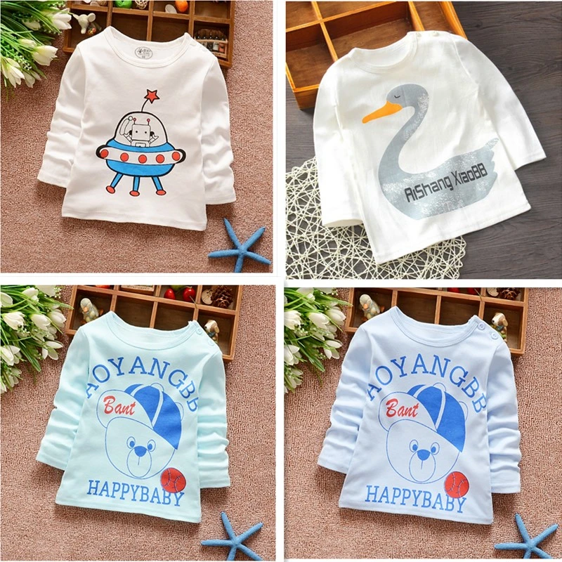 Детская одежда футболка для девочек и мальчиков хлопковые футболки с длинным
