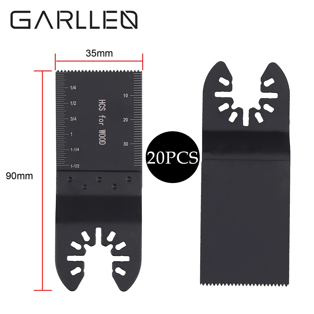 GARLLEN 20 Pcs Saw Blades Cut Cutter Oscillating Multi Tool Set 34mm Carbon Steel DIY Tools For Cutting Wood Plastic For Dewalt