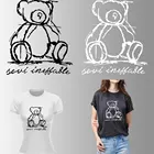 ТЕРМОколготки черные и белые с рисунком медведя, ТЕРМОколготки, футболки, ТЕРМОколготки для одежды, лаконичные стильные нашивки