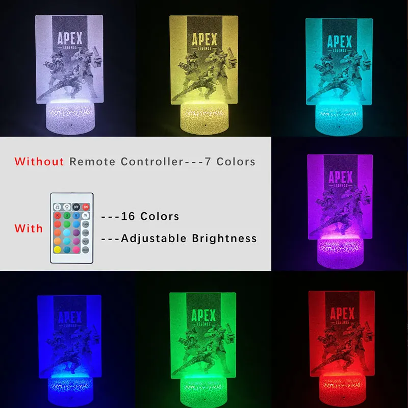 

Apex Legend 3D Picture Lamp Gaming Room Setup Lighting Decor Kids Bedroom LED Sensor Night Light Cool Birthday Gift Desk Table