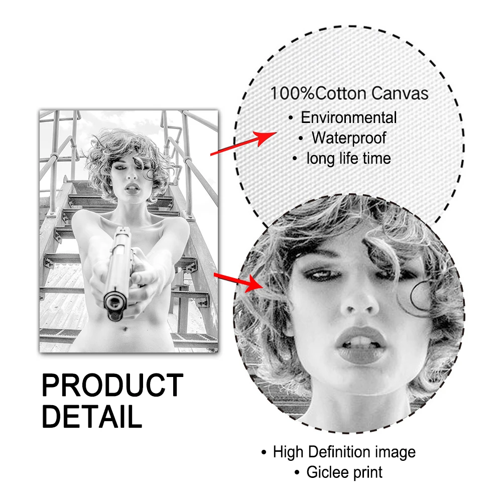 Черно-белая сексуальная обнаженная леди настенная Картина на холсте постер