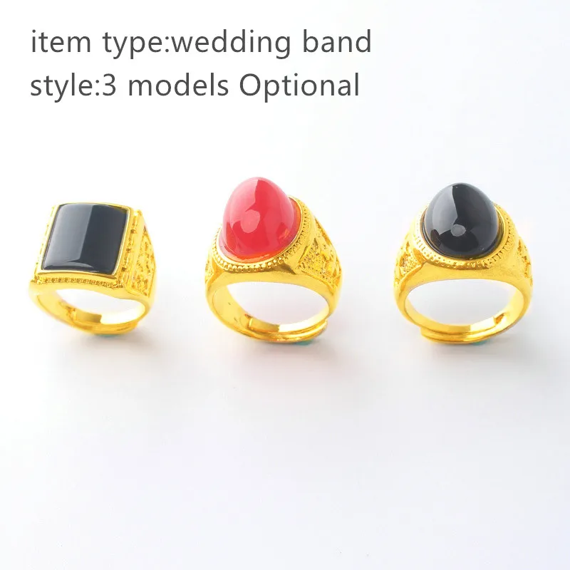 Finger-Ring Male Jewelry jewelry 24k gold color trendy men's Ring travel party women wedding Rings accessories Luxury adjustable |