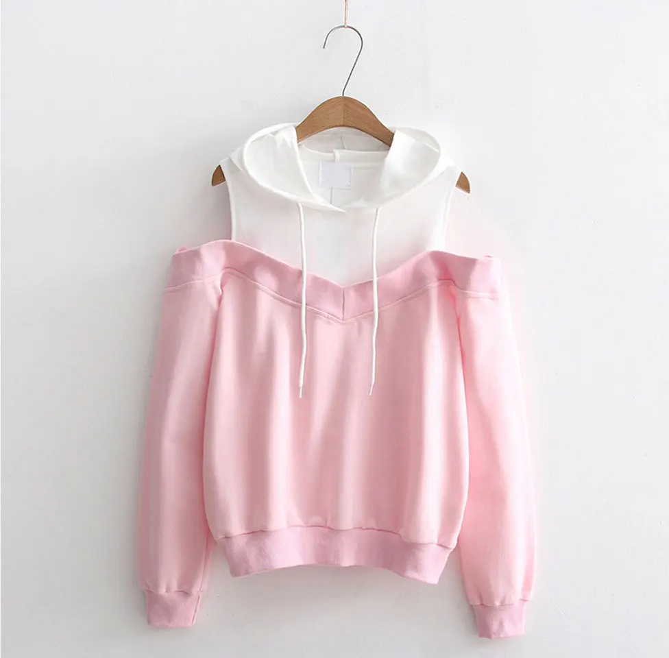 

Personalized customization New fashion Off-Shoulder Fake Two-Piece Girl Student Hoodie Coat Custom Logo Printed Text Photo