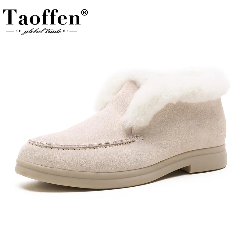 Taoffen/женские зимние сапоги из натуральной кожи; Теплая зимняя обувь на плюшевом меху; Женские модные короткие сапоги; Женская обувь; Размеры 35-41