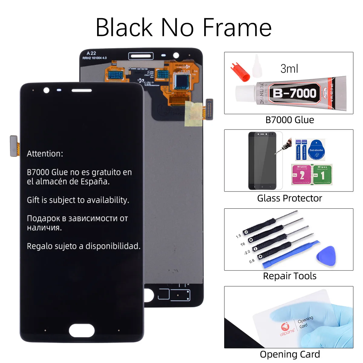 Дисплей для Oneplus 3T A3000 LCD в сборе с тачскрином на рамке 5.5‘’ Черный и белый - Цвет: No Frame Black