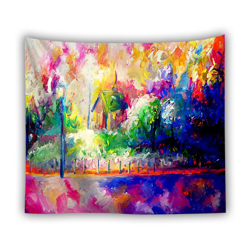 Картина маслом городской пейзаж гобелен настенный декоративный фон для
