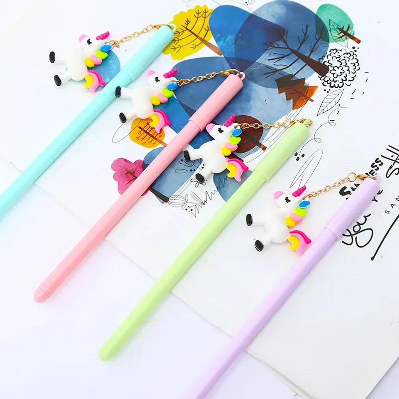 12 шт. креативная Милая гелевая ручка с подвеской в виде единорога Kawai мультяшная