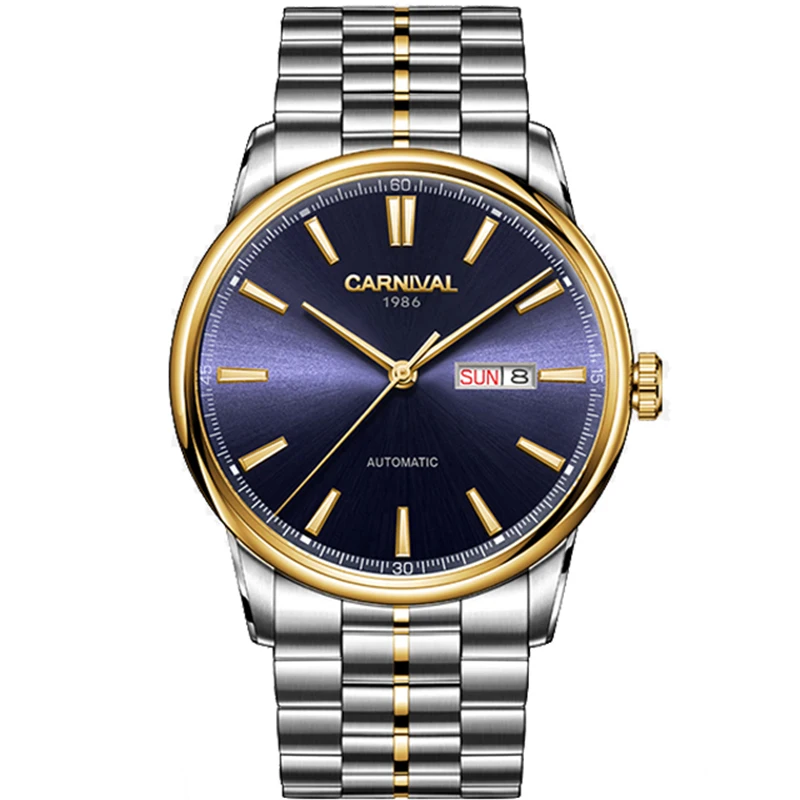 

CARNIVAL New Men's Business MIYOTA 8219 Waych Waterproof Mechanical Watches Sapphire Crystal Men Stainless Steel Zegarek Męski